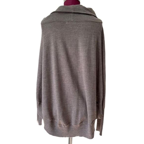 SMARTWOOL Brown Grey Poncho Cowl Neck Merino Wool Blend Sweater Small Medium S/M - Picture 2 of 10